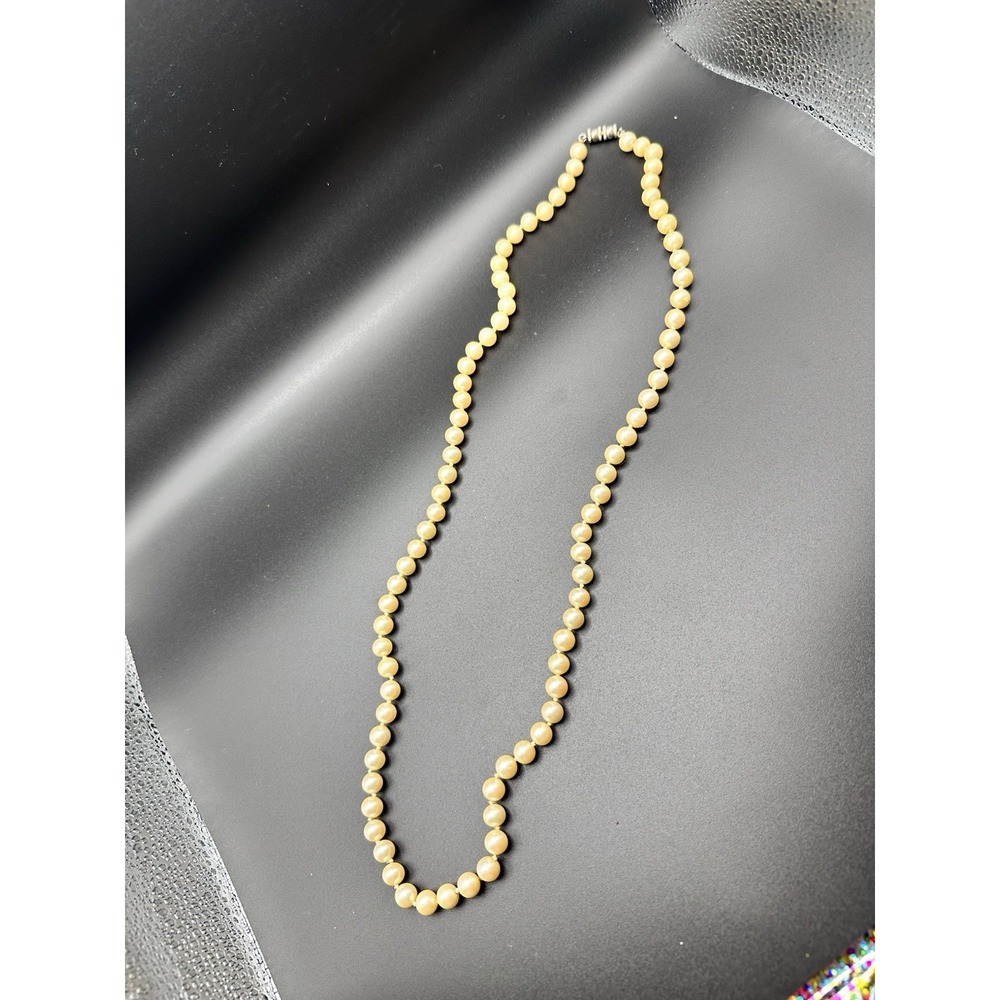 Vintage Mid Century Les‎ Bernard Faux Round Pearl Glass Necklace 30"